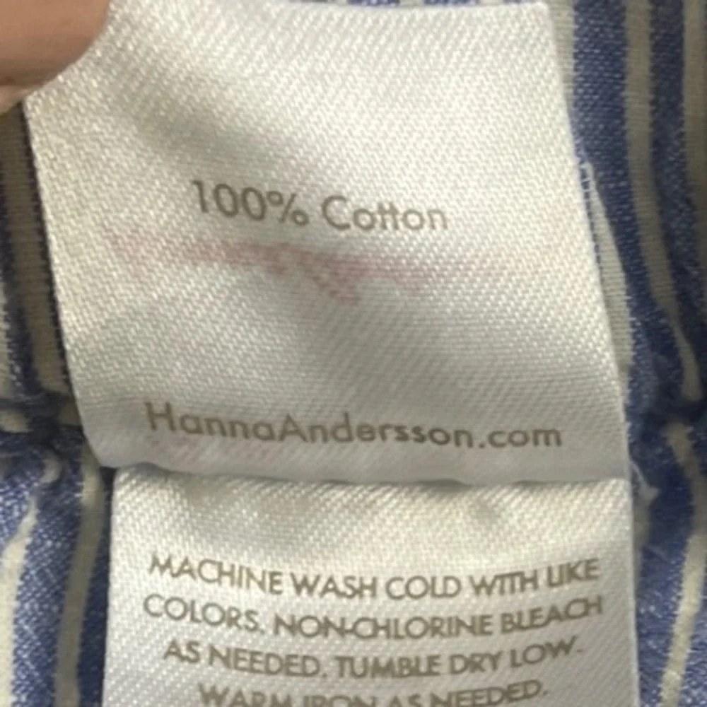 Hanna Andersson Cotton Blue‎ White Stripe Elastic Waist Pants 12-18 Months